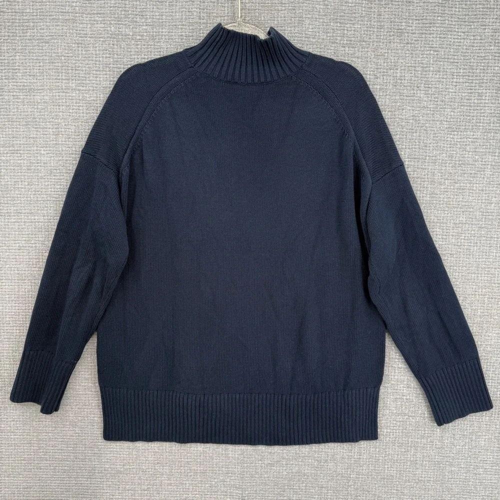 EVERLANE Navy Blue Mock Neck Cotton Sweater Men's Size S‎